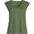Women's Linen Blend Cap Sleeve Gathered Shoulder Tee, Front