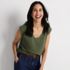 Women's Linen Blend Cap Sleeve Gathered Shoulder Tee, alternative image