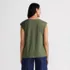 Women's Linen Blend Cap Sleeve Gathered Shoulder Tee, Back