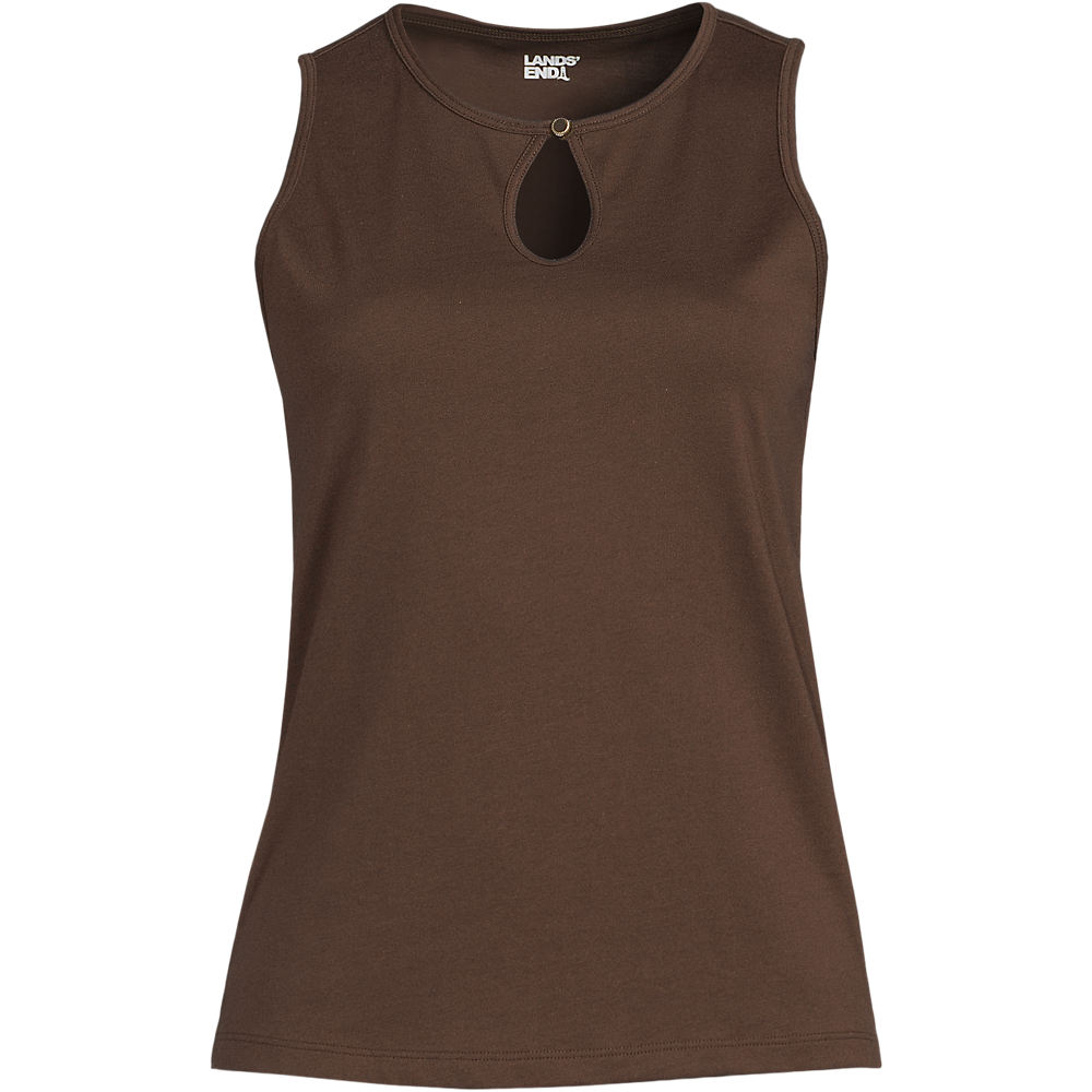 Supima Cotton Keyhole Vest Top, Women, size: S, regular, Brown, Cotton, by Lands' End