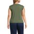 Women's Plus Size Linen Blend Cap Sleeve Gathered Shoulder Tee, Back