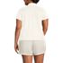 Women's Plus Size Linen Blend Short Sleeve Button Front Polo Top, Back