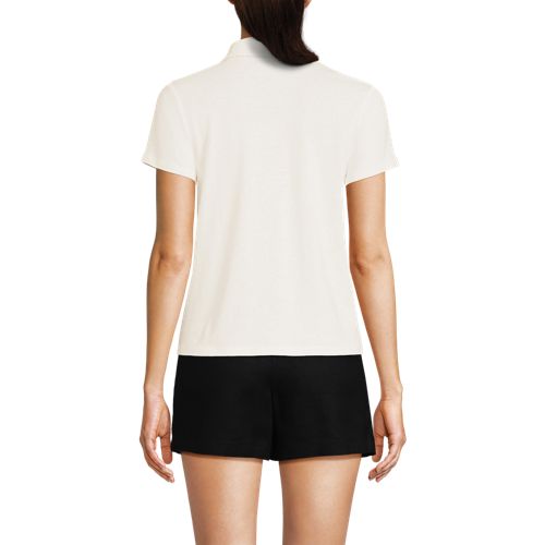 Women's Linen Blend Short Sleeve Button Front Polo Top - image 4