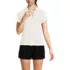 Women's Linen Blend Short Sleeve Button Front Polo Top, Front