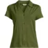 Women's Linen Blend Short Sleeve Button Front Polo Top, Front