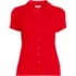 Women's Linen Blend Short Sleeve Button Front Polo Top, Front