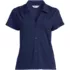 Women's Linen Blend Short Sleeve Button Front Polo Top, Front