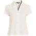 Women's Linen Blend Short Sleeve Button Front Polo Top, Front