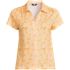 Women's Linen Blend Short Sleeve Button Front Polo Top, Front