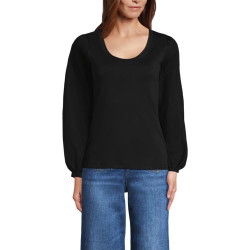 Women's Supima Interlock Scoop Neck Blouson Sleeve Top - image 5