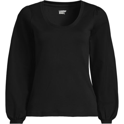 Women's Supima Interlock Scoop Neck Blouson Sleeve Top - image 4