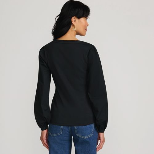 Women's Supima Interlock Scoop Neck Blouson Sleeve Top - image 2