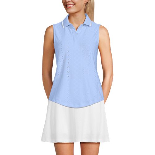 Women's Sleeveless Eyelet Active Polo Top, Front