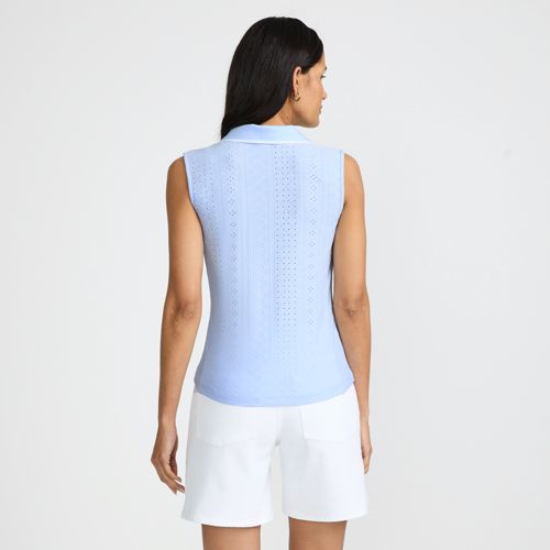 Women's Sleeveless Eyelet Active Polo Top, Back