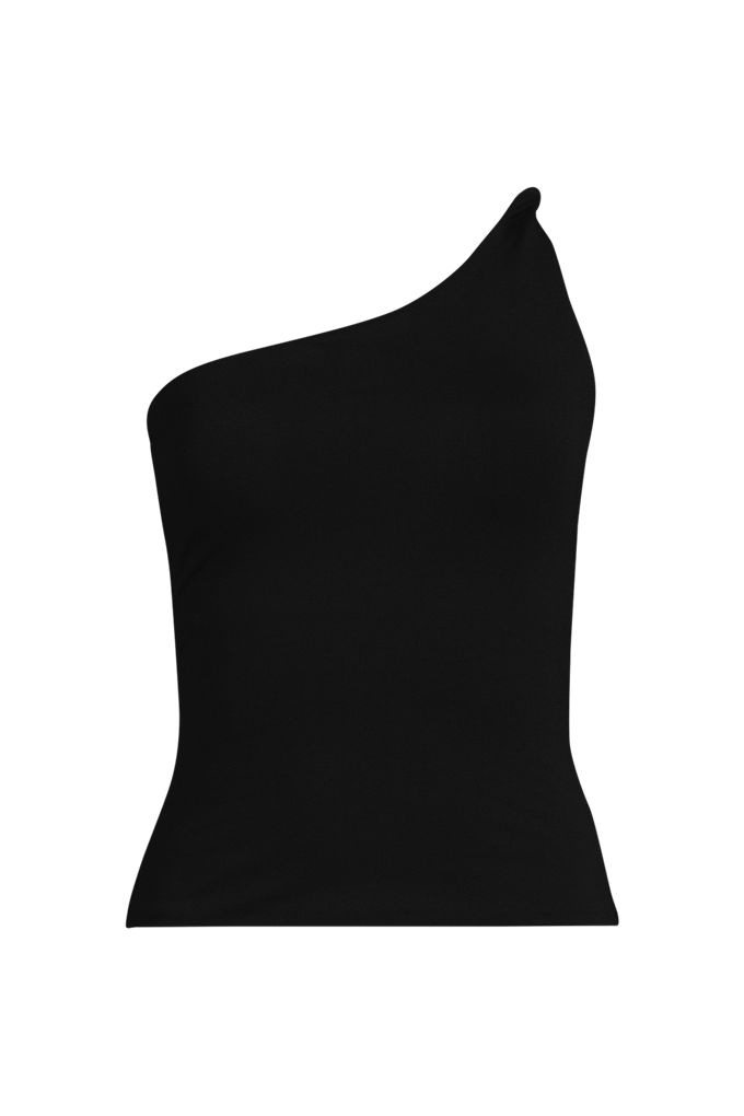 Women's Slender One Shoulder Top - Lands' End - Black - XS