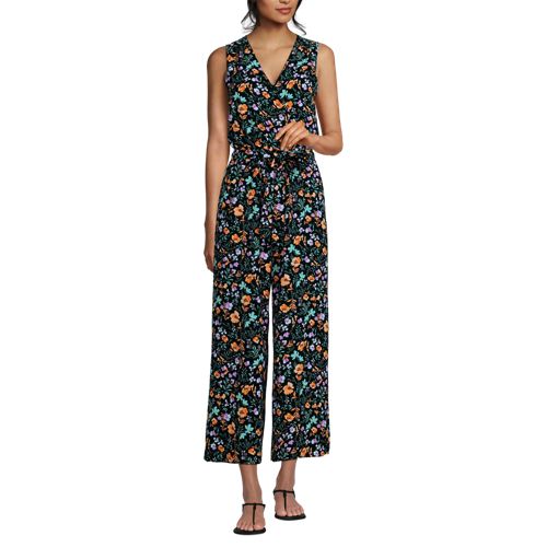 Women's Sleeveless Creaseless Wrap Jumpsuit, Front