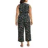 Women's Plus Size Sleeveless Creaseless Wrap Jumpsuit, Back