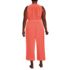 Women's Plus Size Sleeveless Creaseless Wrap Jumpsuit, Back