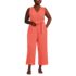 Women's Plus Size Sleeveless Creaseless Wrap Jumpsuit, Front
