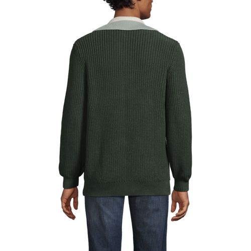  Lands' End Drifter Pullover Mit Colorblock-kragen Und Reißverschluss, Herren, Größe:52-54 Regular, Beige, Baumwolle, By Lands' End 