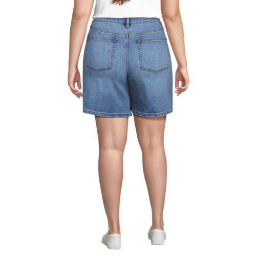 Lands' End Recover Jeansshorts, Damen, Größe:48 Plus, Blau, Elasthan/baumwoll-mischung/polyester-mischung, By Lands' End 