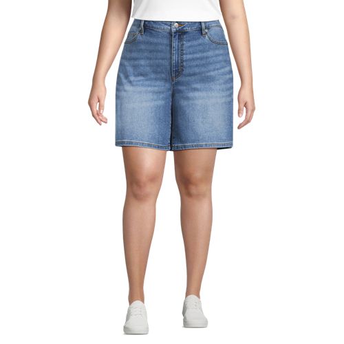 Lands' End Recover Jeansshorts, Damen, Größe:48 Plus, Blau, Elasthan/baumwoll-mischung/polyester-mischung, By Lands' End 