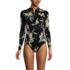 Women's Tugless Long Sleeve Rash Guard One Piece Swimsuit, alternative image