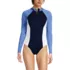 Women's Tugless Long Sleeve Rash Guard One Piece Swimsuit, alternative image