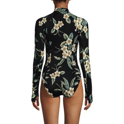 Women's Tugless Long Sleeve Rash Guard One Piece Swimsuit - image 3