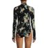 Women's Tugless Long Sleeve Rash Guard One Piece Swimsuit, Back