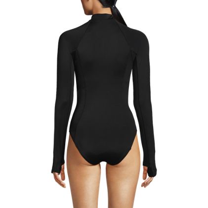Women's Tugless Long Sleeve Rash Guard One Piece Swimsuit - image 5