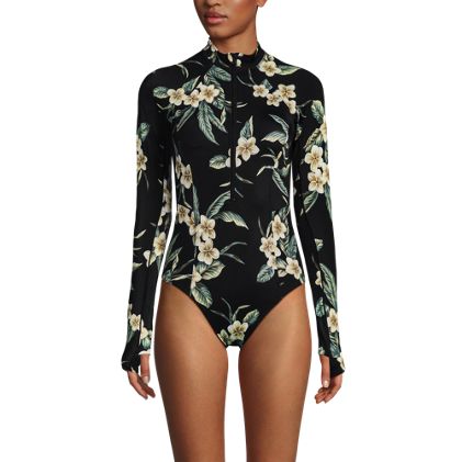 Women's Tugless Long Sleeve Rash Guard One Piece Swimsuit - image 2