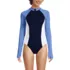 Women's Tugless Long Sleeve Rash Guard One Piece Swimsuit, Front
