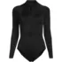 Women's Mastectomy Tugless Long Sleeve Rash Guard One Piece Swimsuit, Front