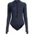 Women's Tugless Long Sleeve Rash Guard One Piece Swimsuit, Front