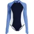 Women's Tugless Long Sleeve Rash Guard One Piece Swimsuit, Front