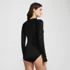 Women's Tugless Long Sleeve Rash Guard One Piece Swimsuit, Back
