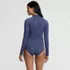 Women's Tugless Long Sleeve Rash Guard One Piece Swimsuit, Back