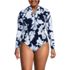 Women's Plus Size Tugless Long Sleeve Rash Guard One Piece Swimsuit, alternative image