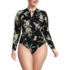 Women's Plus Size Tugless Long Sleeve Rash Guard One Piece Swimsuit, alternative image