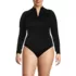 Women's Plus Size Tugless Long Sleeve Rash Guard One Piece Swimsuit, alternative image
