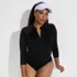 Women's Plus Size Tugless Long Sleeve Rash Guard One Piece Swimsuit, alternative image