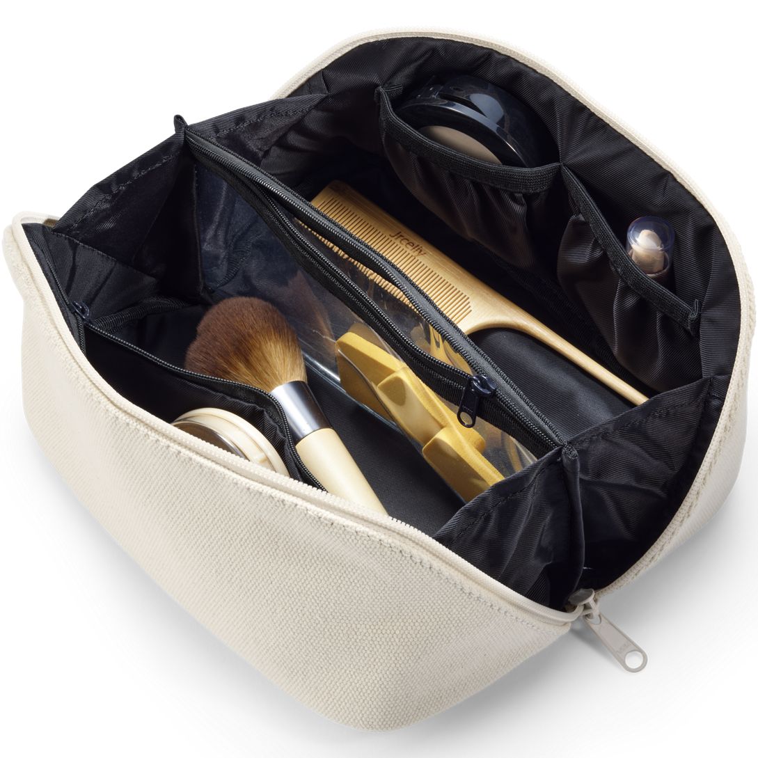 Canvas Open Wide Cosmetic Bag