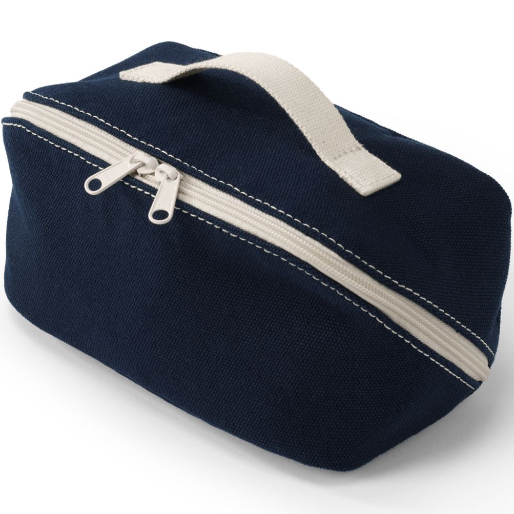 WonderWink Women's Canvas Make-up Bag Black – PVC Lining, 9x5x3 Inch Toiletry Or Cosmetic Pouch
