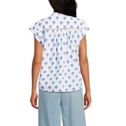 Women's Cotton Voile Drop Shoulder Short Sleeve Top - image 5