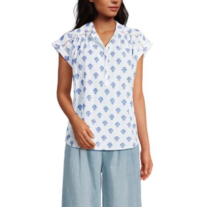 Women's Cotton Voile Drop Shoulder Short Sleeve Top - image 4
