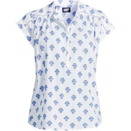 Women's Cotton Voile Drop Shoulder Short Sleeve Top - image 3