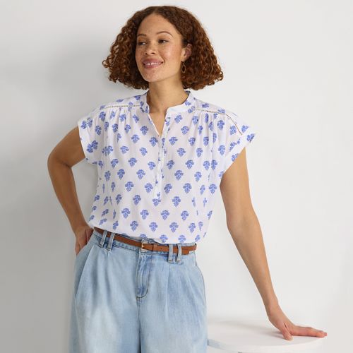 売れ筋商品|||ランズエンド カットソー トップス レディース Plus Size Linen Blend Short Sleeve Button Front Polo Top Ivory ランズエンド レディース カットソー トップス Plus Size Linen