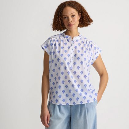 Women's Cotton Voile Drop Shoulder Short Sleeve Top - image 2