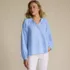 Women's Cotton Voile Long Sleeve Raglan Smocked Top, Front